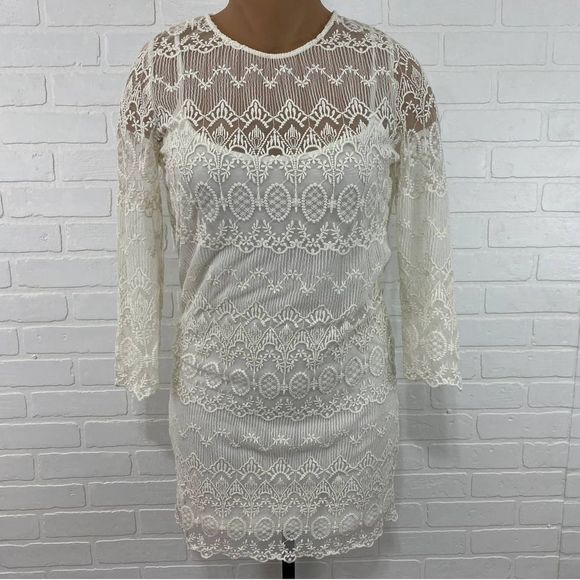 MNG Casual cream white lace dress - Picture 2 of 9
